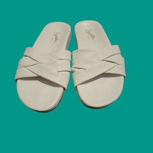 Seychelles White Show Me Love Leather Slides